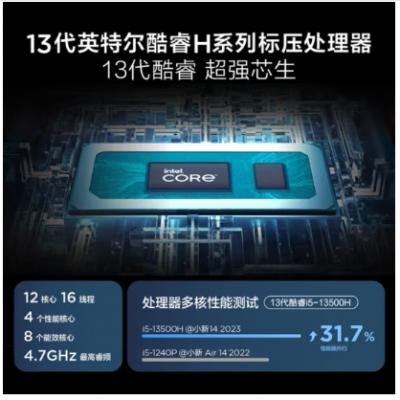 联想（Lenovo）小新14 13代英特尔酷睿 14英寸轻薄笔记本电脑 13代i5-13450H 16G 512G 银